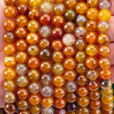 Espiritualidad natural más oscuro amarillo dragón ágata 8mm redondo perlas sueltas para joyas hechas a mano y llavero