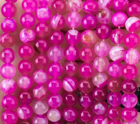 Fuchsia natural con rayas de ágata con hilos sueltos de perlas para la fabricación de joyas