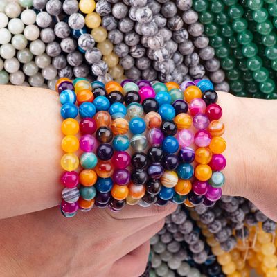 Rainbow Stripped Agate Strands de cuentas sueltas Piedra semipreciosa para hacer joyas