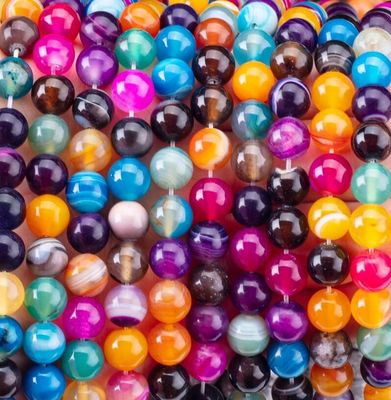 Rainbow Stripped Agate Strands de cuentas sueltas Piedra semipreciosa para hacer joyas