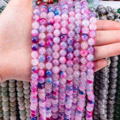 Agata de orquídea hebras de cuentas sueltas piedra semipreciosa para hacer joyas