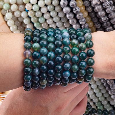 Perlas de ágata de musgo redondo de 4 mm Perlas de piedra preciosa para hacer joyas DIY
