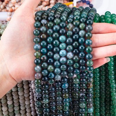 Perlas de ágata de musgo redondo de 4 mm Perlas de piedra preciosa para hacer joyas DIY