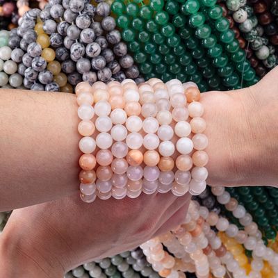 Perlas de gemas semipreciosas de 2 mm de color rosa aventurino de forma redonda