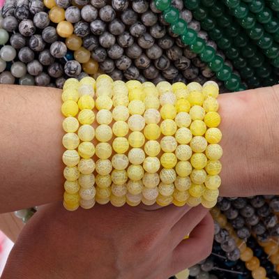 Ágata amarilla con clima redondo, cuentas semipreciosas, hilos de cuentas sueltos para la fabricación de joyas