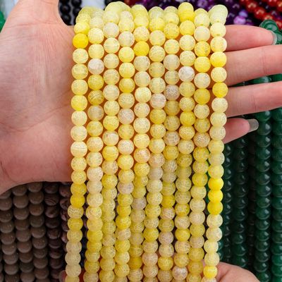 Ágata amarilla con clima redondo, cuentas semipreciosas, hilos de cuentas sueltos para la fabricación de joyas