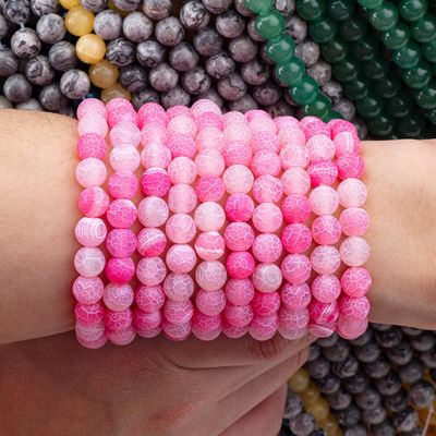 Fuchsia Agate con el tiempo de las cuentas sueltas Matt Frosted Agate agate agate agitado semi-preciosa piedra