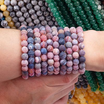 Dream Agate de la intemperie de las cuentas sueltas de las hebras de la piedra semipreciosa Matt Frosted Agate agitado agitado para la joyería DIY