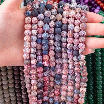 Dream Agate de la intemperie de las cuentas sueltas de las hebras de la piedra semipreciosa Matt Frosted Agate agitado agitado para la joyería DIY