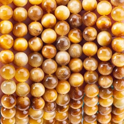 8mm Oro Ojo de Tigre Perlas de piedra preciosa Perlas de cristal para hacer joyas