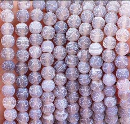 Agate gris con aguas frías con hebras de cuentas sueltas de piedra semi-preciosa Matt Frosted Agate agate agitado para hacer joyas