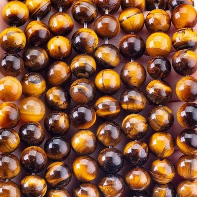 8mm Oro Oscuro Ojo de Tigre Perlas de piedra preciosa Perlas de cristal para la fabricación de joyas