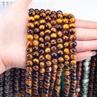 8mm Oro Oscuro Ojo de Tigre Perlas de piedra preciosa Perlas de cristal para la fabricación de joyas