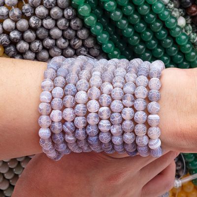 Agate gris con aguas frías con hebras de cuentas sueltas de piedra semi-preciosa Matt Frosted Agate agate agitado para hacer joyas