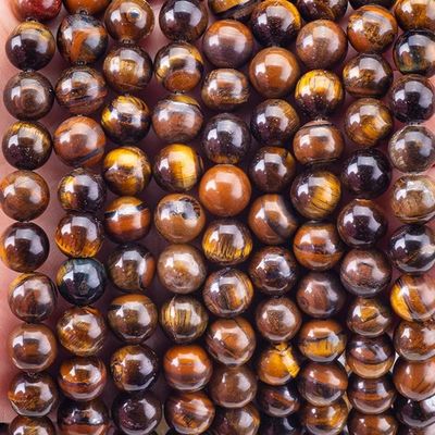 8 mm Ojo de tigre marrón Perlas de piedra preciosa de cristal para la fabricación de joyas