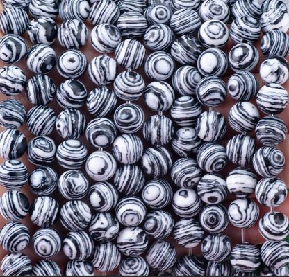 Zebra sintética Malaquita hebras de cuentas sueltas piedra semipreciosa blanca y negra para la fabricación de joyas