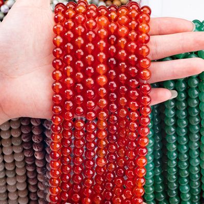 Agata roja de 8 mm Perlas redondas de piedras preciosas de carnelia natural para joyas de fiesta