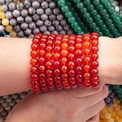 Agata roja de 8 mm Perlas redondas de piedras preciosas de carnelia natural para joyas de fiesta