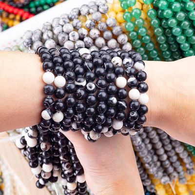 8mm Zebra Negra Jáspero Perlas de piedra preciosa Perlas de cristal para la fabricación de joyas