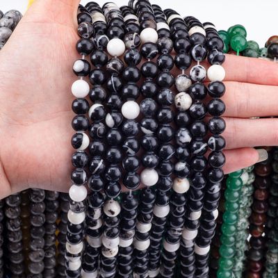 8mm Zebra Negra Jáspero Perlas de piedra preciosa Perlas de cristal para la fabricación de joyas
