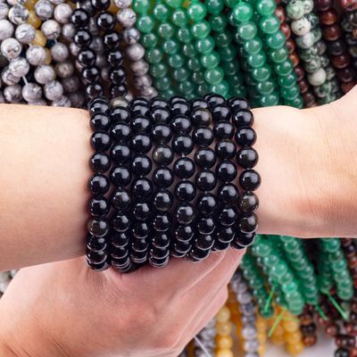 8 mm de ónix negro Perlas de piedra preciosa de cristal para la fabricación de joyas
