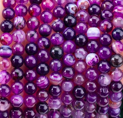 Ágata de color púrpura a rayas curativa 8 mm cuentas redondas de piedras preciosas para regalar