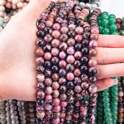8 mm de rayas negras de rodocrosita de piedras preciosas cuentas de piedra cristalina curativa para la fabricación de joyas