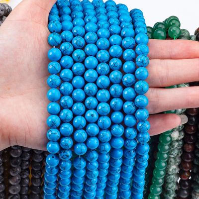 Azul turquesa 8 mm forma redonda lisa con perlas sueltas para herramientas de fabricación de joyas