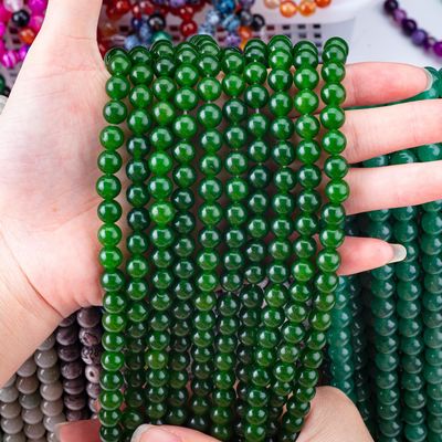 Perlas redondas de jade verde para la fabricación de joyas