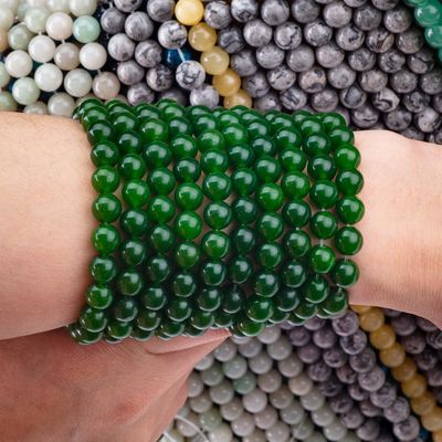 Perlas redondas de jade verde para la fabricación de joyas