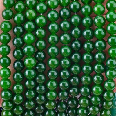 Perlas redondas de jade verde para la fabricación de joyas