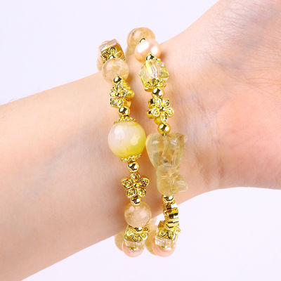 Brazalete de cristal de cítrico amarillo de 8 mm con tallado de perro
