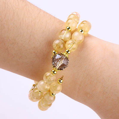 Brazalete de cristal de cítrico amarillo de 8 mm con tallado de perro