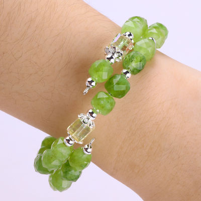 Cuadrado con múltiples caras Peridot Brazalete de cristal original OEM ODM