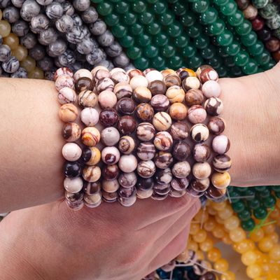 8 mm austríaco Zebra Jasper Perlas de piedra preciosa de cristal para la fabricación de joyas