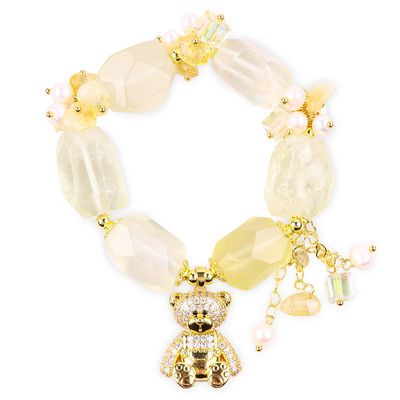 Brazalete de piedra preciosa hecha a mano con amuletos ajustables Brazaletes de cítrico de piedra natural Joyería de perlas para fiesta Usos diarios