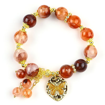 Arte hecho a mano de piedras preciosas con cuentas Brazalete de hematita Cuartzo Esfera de piedra Brazalete de mariposas ajustable Brazalete para fiesta