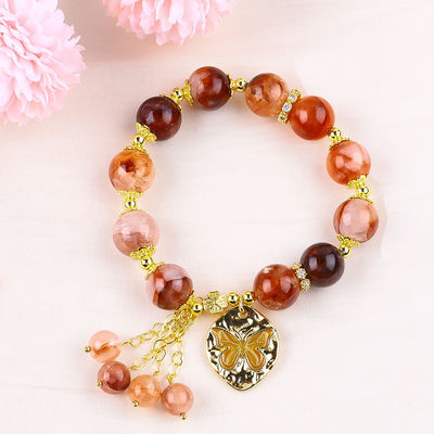 Arte hecho a mano de piedras preciosas con cuentas Brazalete de hematita Cuartzo Esfera de piedra Brazalete de mariposas ajustable Brazalete para fiesta