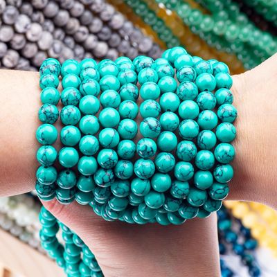 8MM de color verde turquesa granel de cuentas hilos para la fabricación de joyas brazalete collar de pendiente