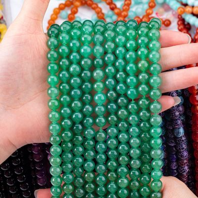 8MM de color verde oscuro Aventurine Cristal de piedra lisa redonda a granel Perlas sueltas para la fabricación de joyas de perlas