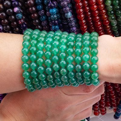 8MM de color verde oscuro Aventurine Cristal de piedra lisa redonda a granel Perlas sueltas para la fabricación de joyas de perlas