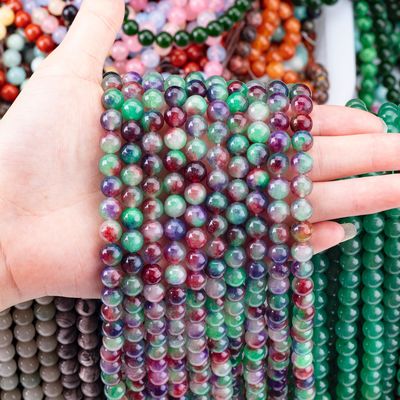 Flor de color verde oscuro Ágata de piedra cristalina Perla lisa y suelta para joyería de perlas hechas a mano