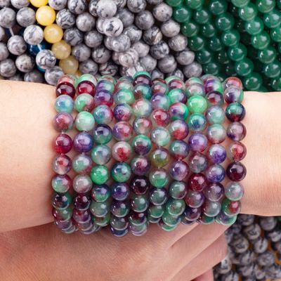 Flor de color verde oscuro Ágata de piedra cristalina Perla lisa y suelta para joyería de perlas hechas a mano