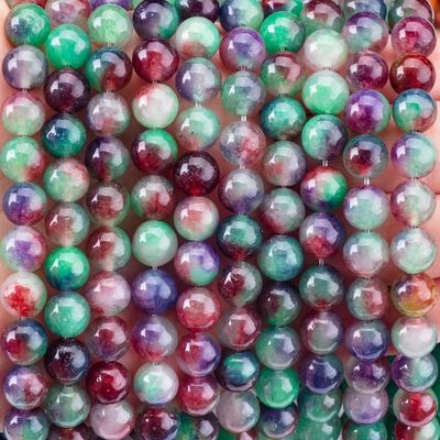 Flor de color verde oscuro Ágata de piedra cristalina Perla lisa y suelta para joyería de perlas hechas a mano