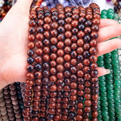 8 mm de caoba jaspe pulido de cuentas lisas sueltas para la fabricación de joyas de cuentas hechas a mano