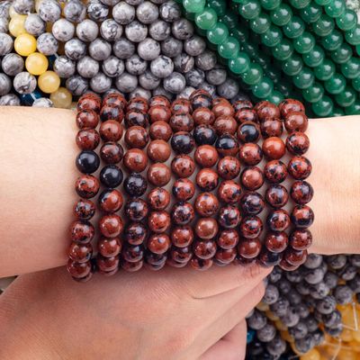 8 mm de caoba jaspe pulido de cuentas lisas sueltas para la fabricación de joyas de cuentas hechas a mano