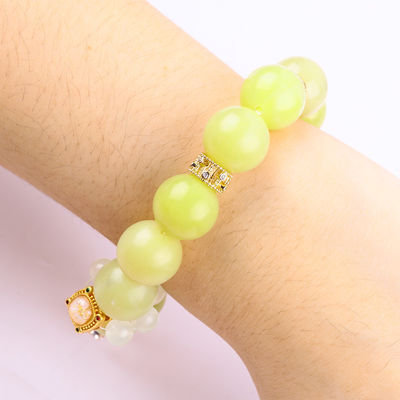 Brazalete con cuentas de piedras preciosas hechas a mano Brazalete de piedra de jade y limón Brazalete de amuletos ajustable Brazalete para el uso diario de la fiesta