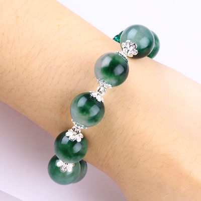 Brazalete con cuentas de piedra preciosa hecha a mano Brazalete de piedra de calcedonia verde Brazalete ajustable Brazalete de amuletos para el uso diario de la fiesta