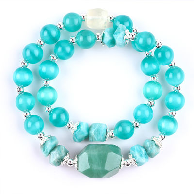 Brazalete con cuentas de piedras preciosas hecha a mano Brazalete de piedra ajustable para uso diario