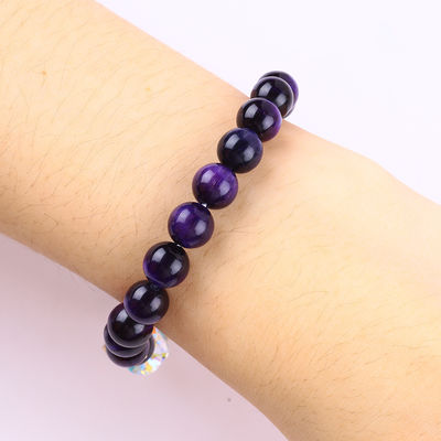 Brazalete de perlas de ojo de tigre de 8 mm para uso diario